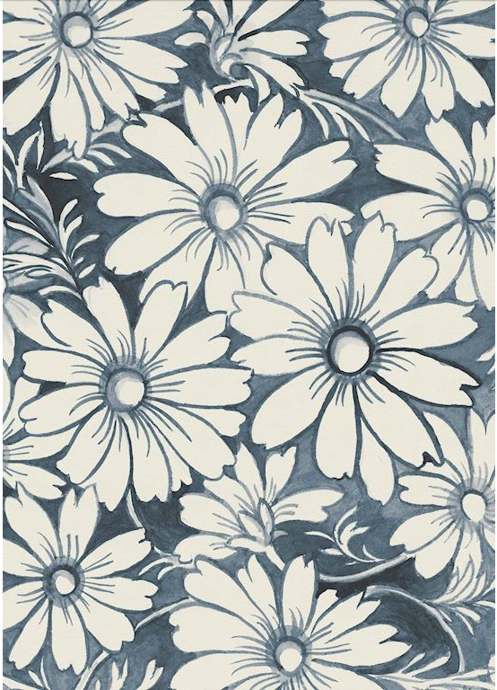 Inky Floral Floor Flairs - Indigo