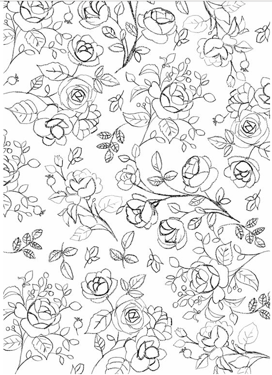 Rose Sketch Floor Flairs - White