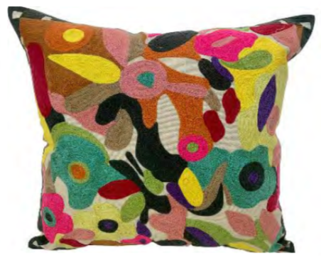 Multi Color Bright Abstract Floral Pillow