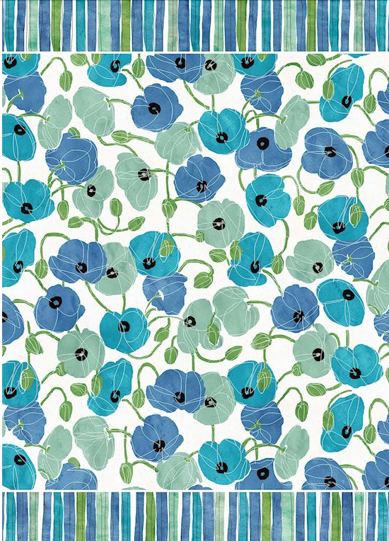 Blue Poppies Floor Flairs