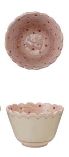 Hand-Painted Stoneware Scalloped Bowl