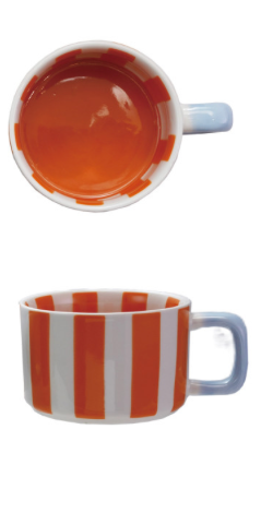 Hand-Painted Striped Stoneware Mug