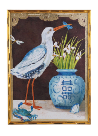 Bird & Urn Wood Framed Wall Decor
