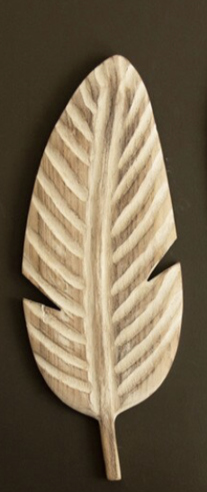 Hand-Carved Paulownia Wood Leaves Wall Art