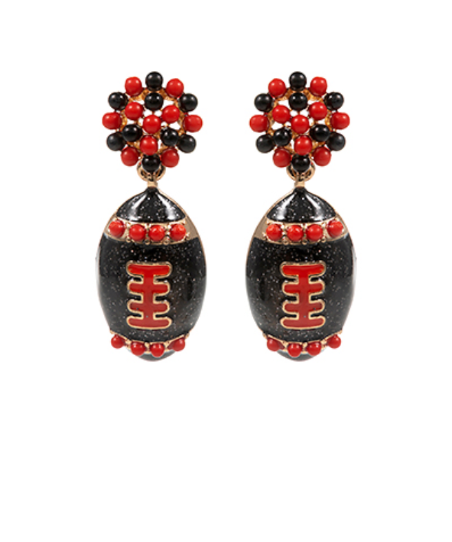 Enamel Football Earrings