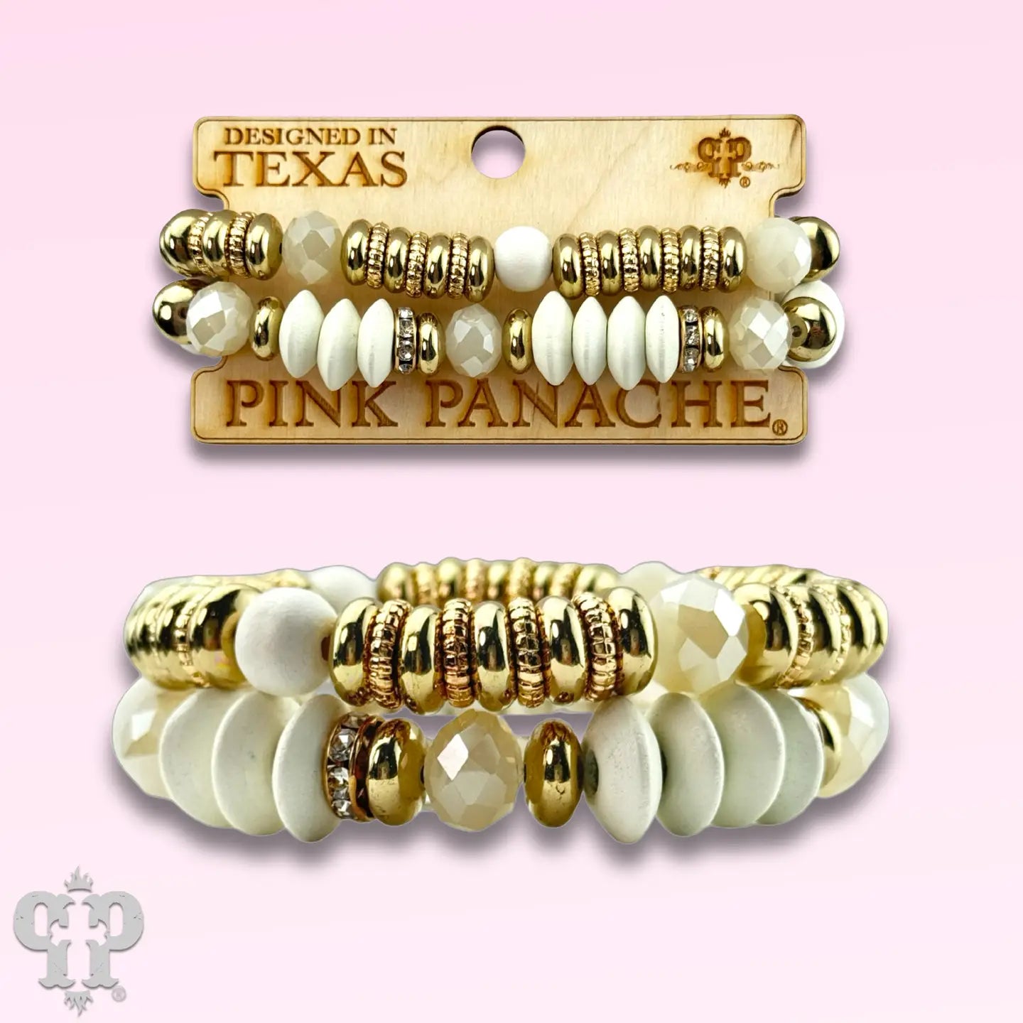 Chunky White and Gold Bead Bracelet