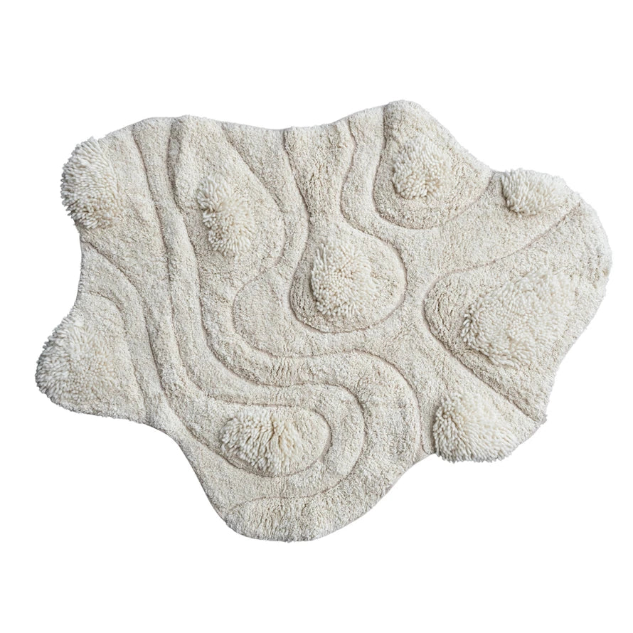 Cotton & Wool Tufted Rug w/ Design & Varying Pile Height
