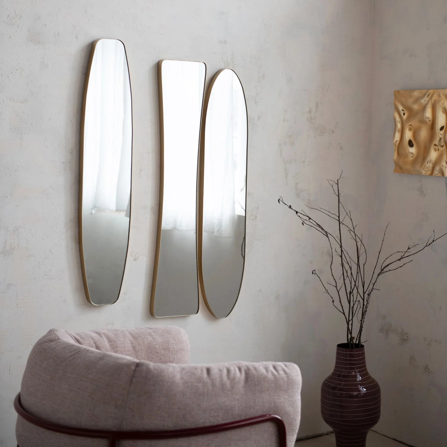 Gold Organic Shaped Metal Framed Wall Mirror