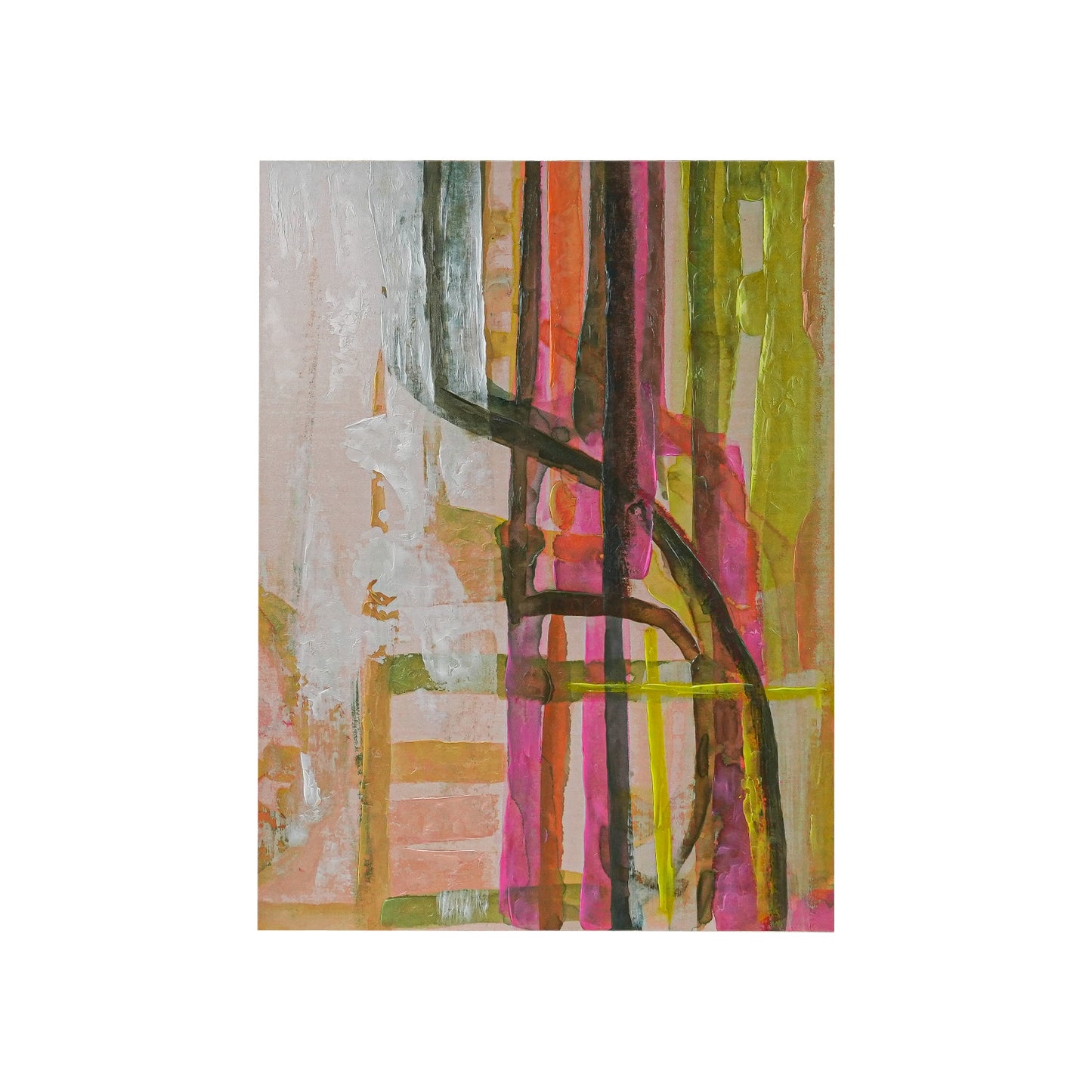 Abstract Wood Wall Art with Gold Foil Edges