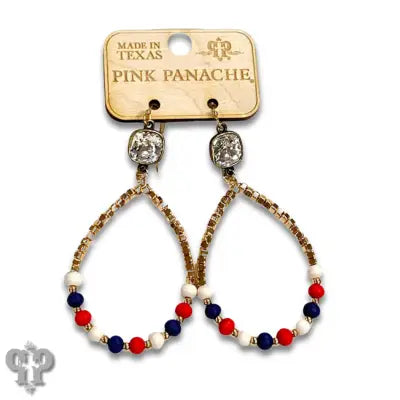 Patriotic Bead Teardrop Earrings