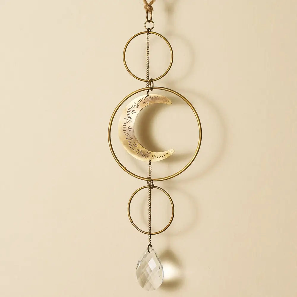 Crescent Moon Brass Suncatcher