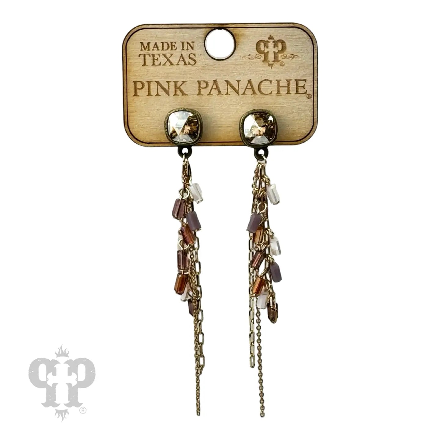 Chain & Bead Fringe Earring with Austrian Crystal