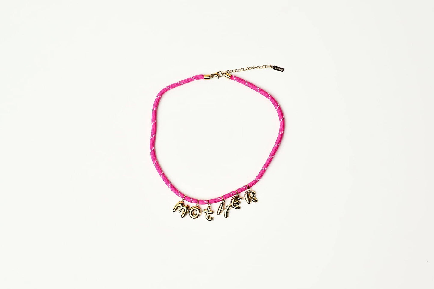 Mother Bubble Cord Necklace - Hot Pink/Gold