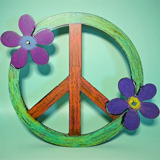 Peace Sign Flower Metal Magnet
