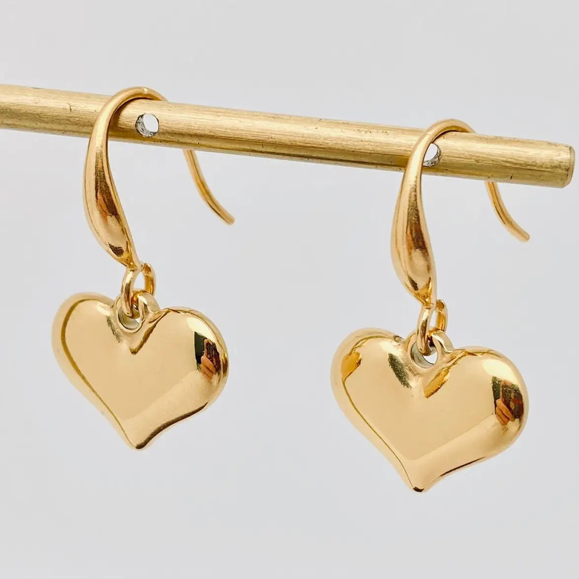 Gold Plated Heart Charm Earrings