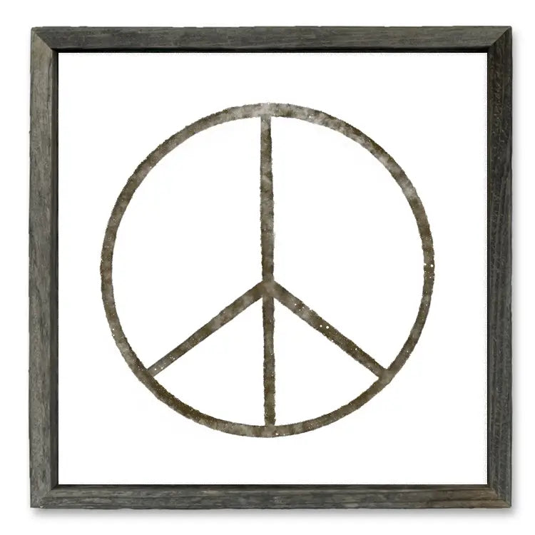 Gray Framed Peace Sign Wall Art