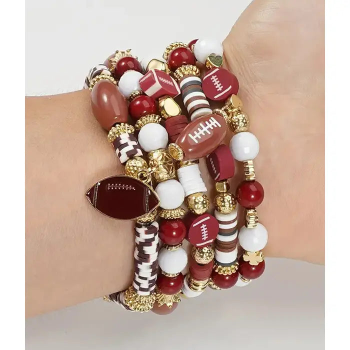 Sport Theme Multi Stretch Bracelet Set - Football