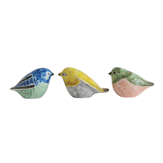 Hand-Painted Stoneware Bird, 3 Colors