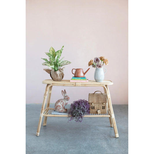 Hand-Woven Rattan Console Table
