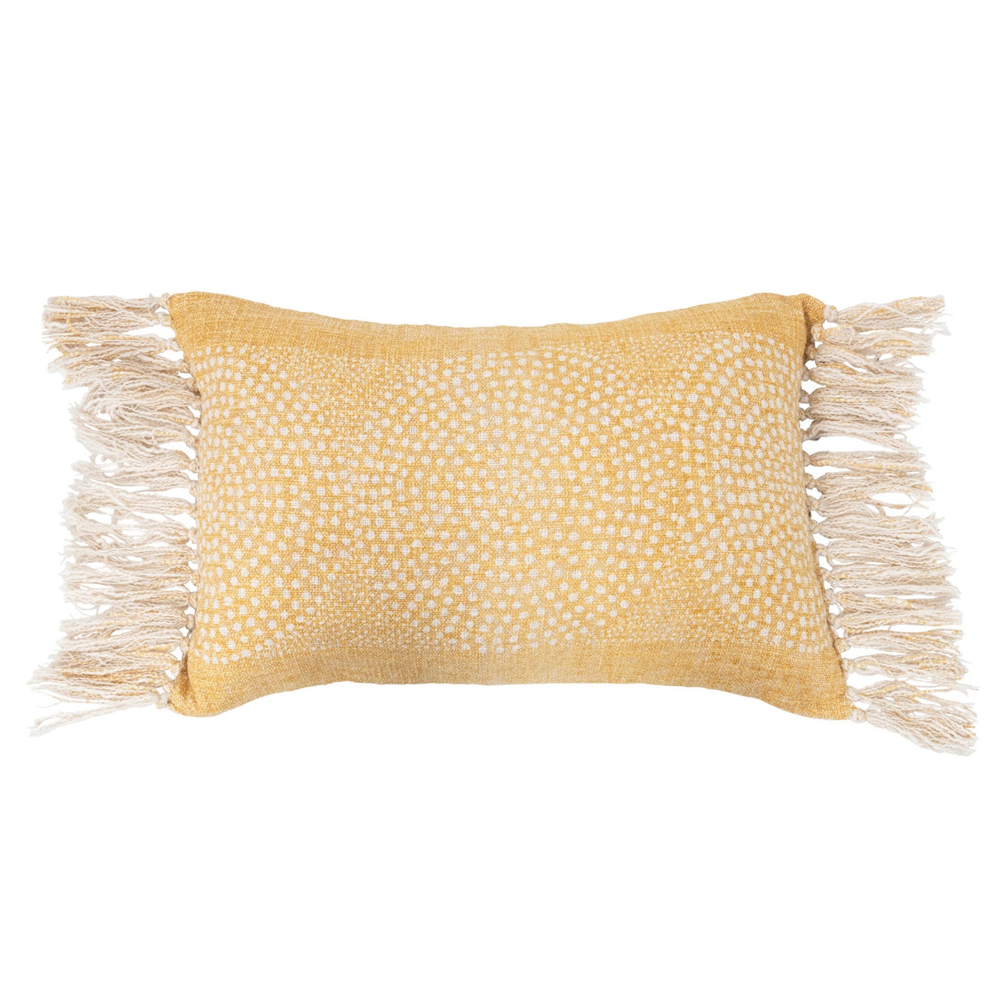 Lumbar Pillow w/ Dot Pattern & Fringe