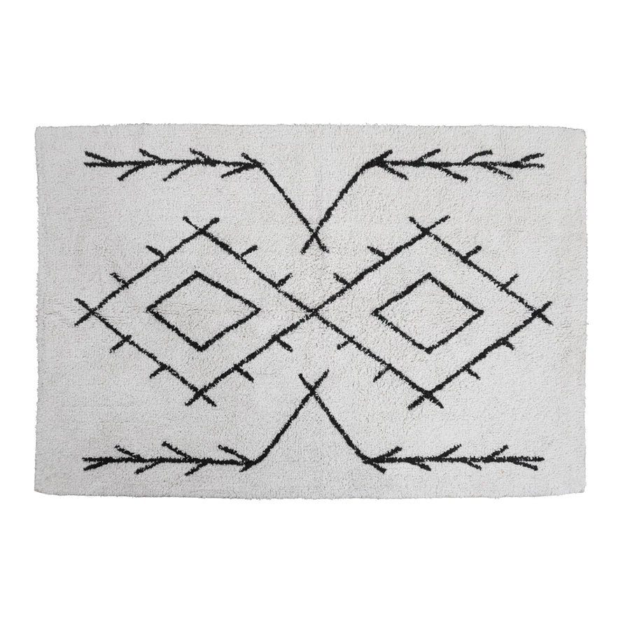 Diamond Pattern Cotton Tufted Rug