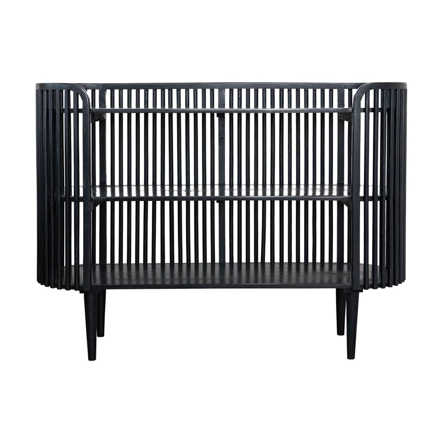 Black Mango Wood Slatted Console Table