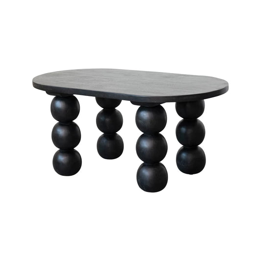 Black Mango Wood Coffee Table w/ Orb Legs