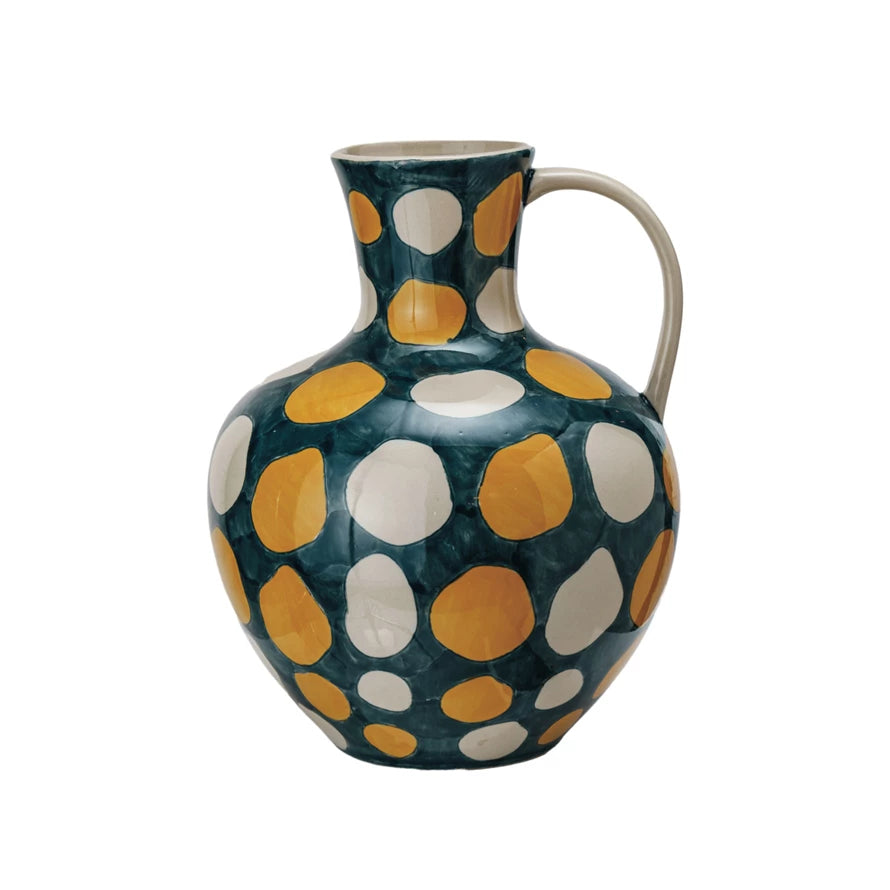 Wax Relief Dots Hand-Painted Stoneware Jug