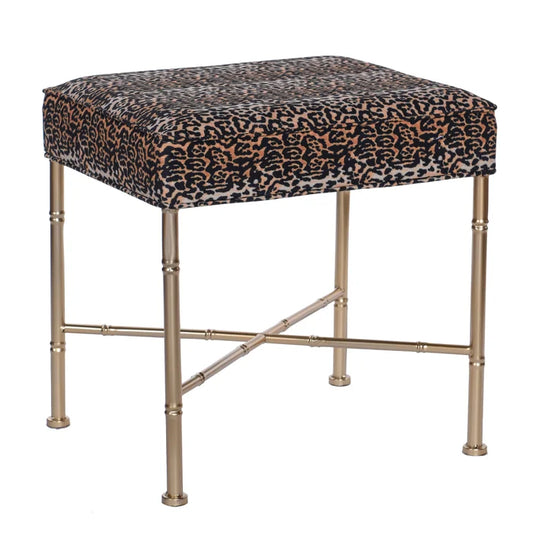 Leopard Ottoman with Metal Legs