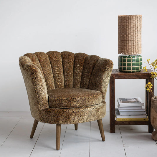 Velvet Upholstered Leopard Print Chair