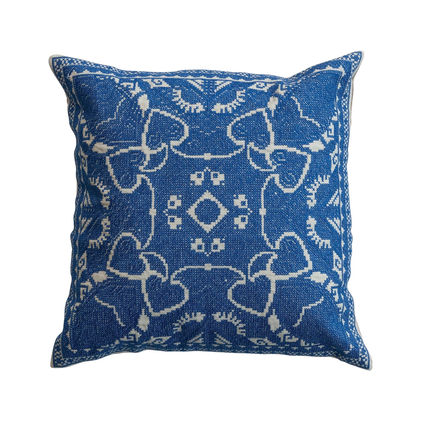 Blue & Natural Embroidered Chambray Back Pillow