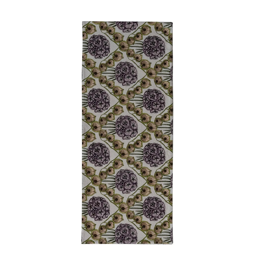 Botanical Pattern Cotton & Linen Two-Sided Table Runner