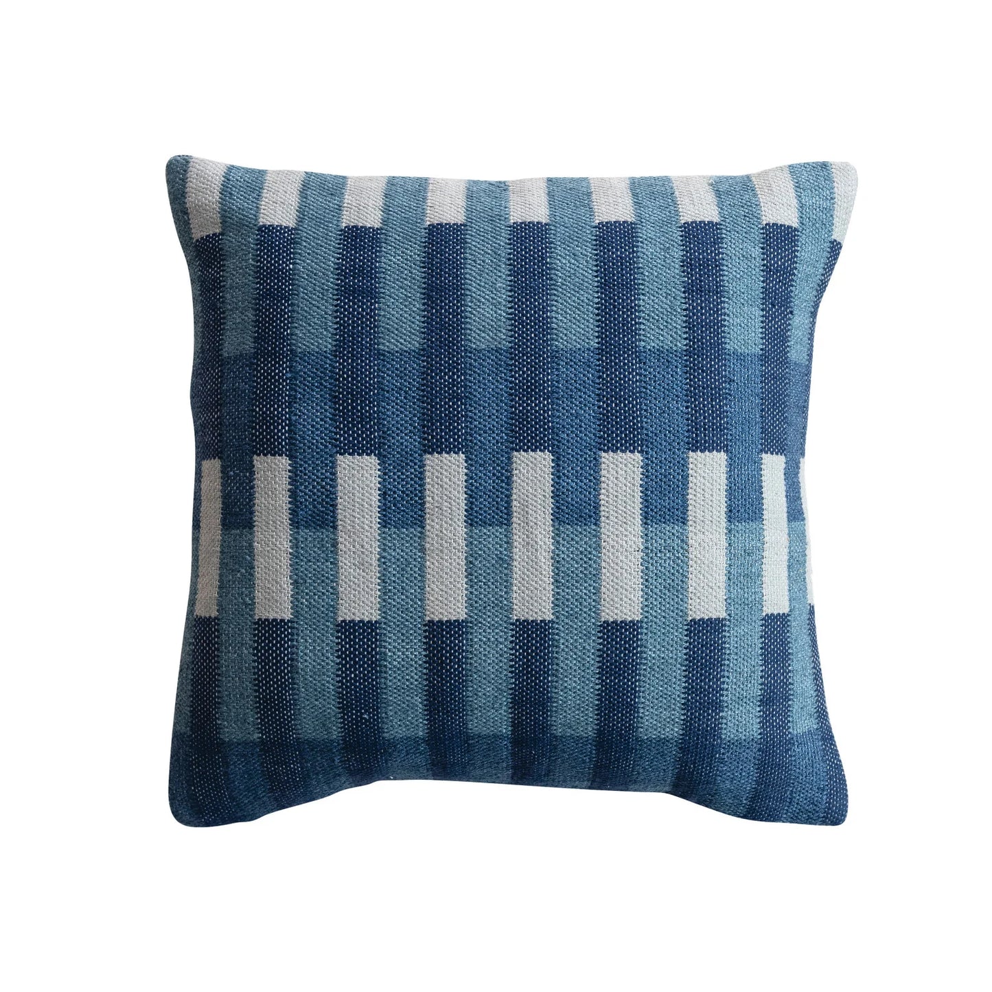 Blue Woven Stripe Pattern Indoor/Outdoor Pillow