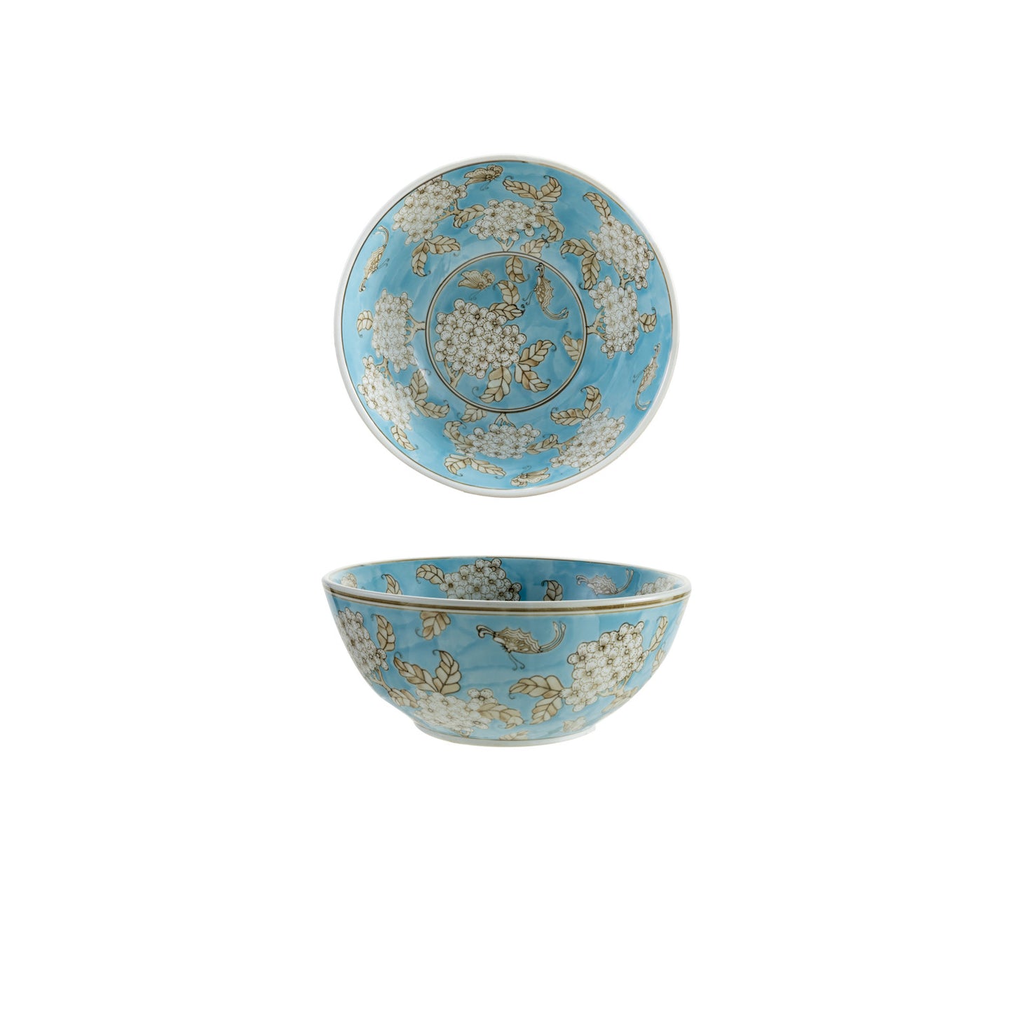 Hand-Painted Stoneware Serving Bowl with Cherry Blossoms