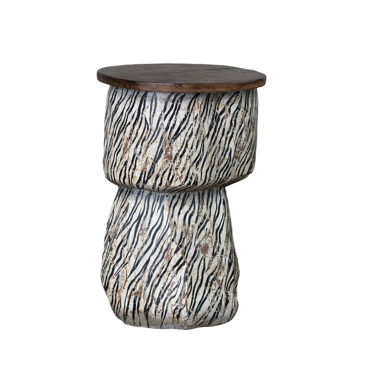 Zebra Print Reclaimed Wood Mortar Bowl