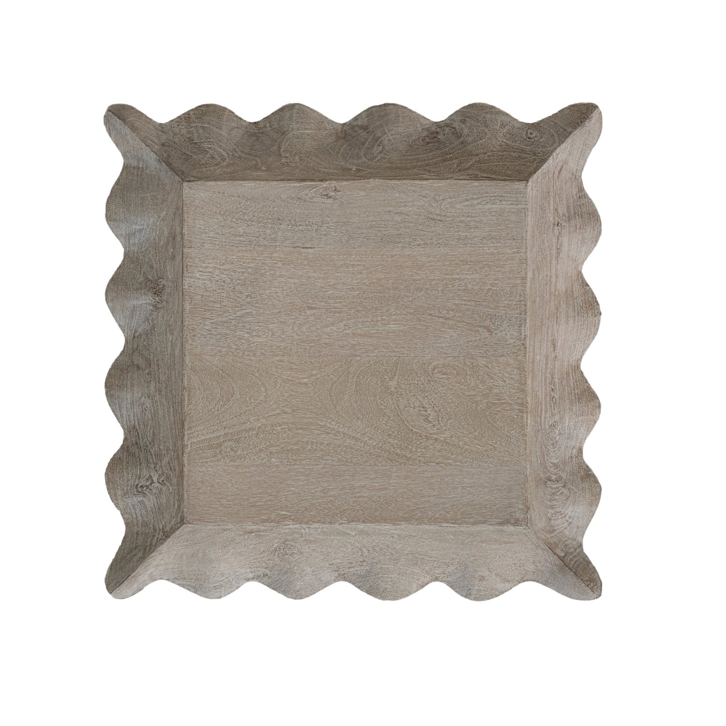 Whitewashed Mango Wood Scalloped Tray