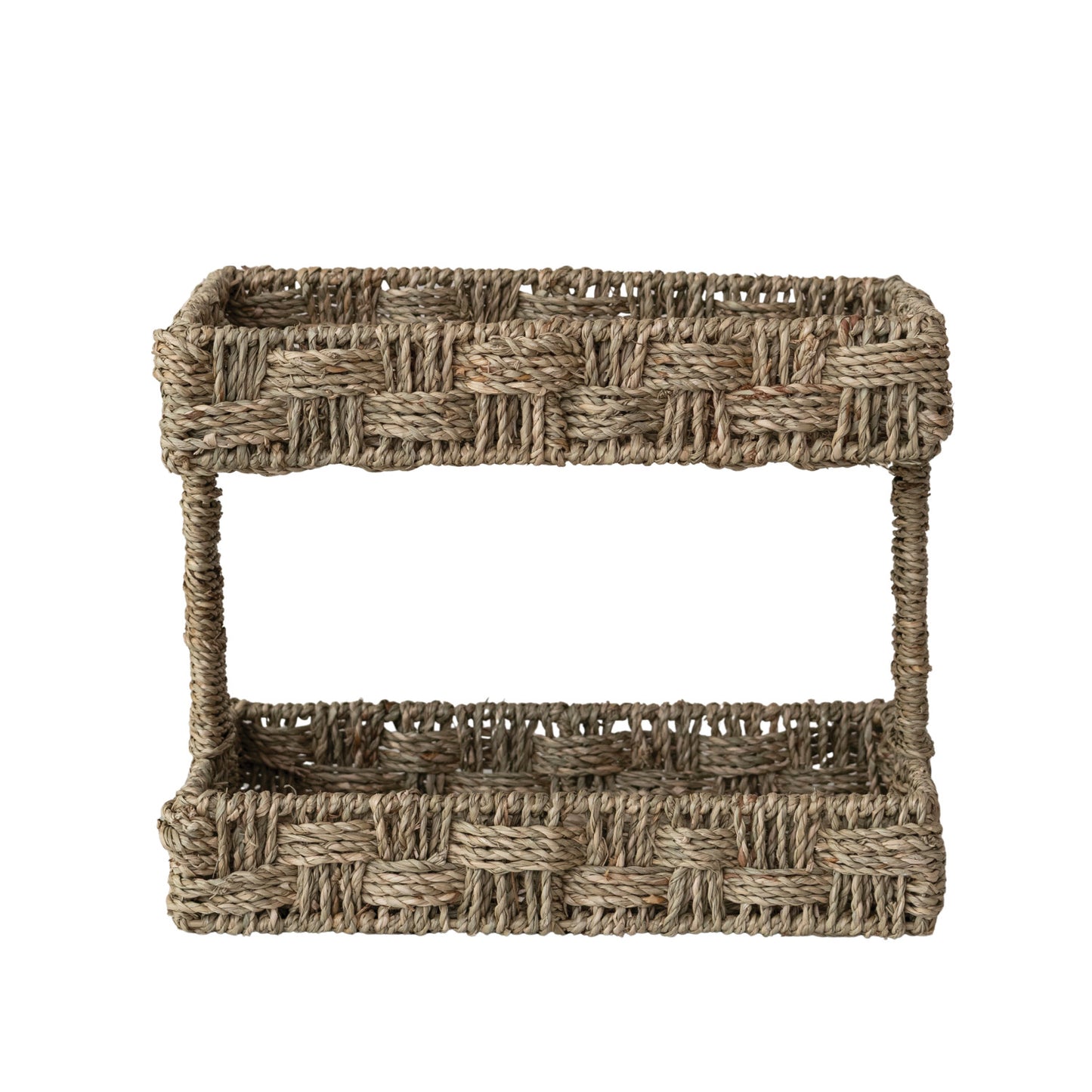 Hand-Woven Seagrass 2-Tier Tray