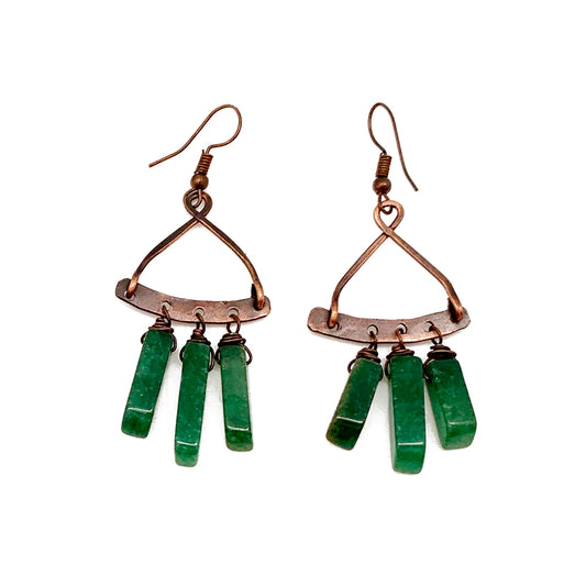 Banjara Wire Wrap Earrings with Moss Agate