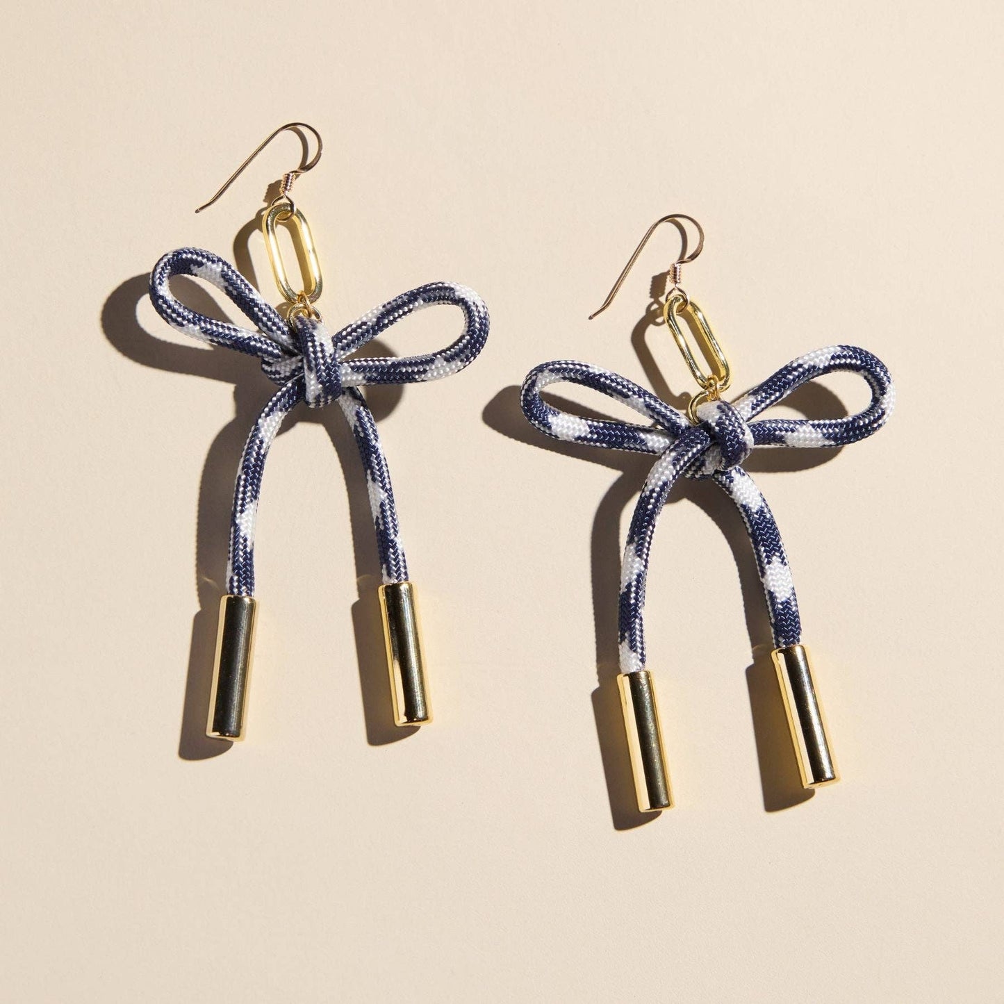 Navy & White Simone Paracord Bow Earring