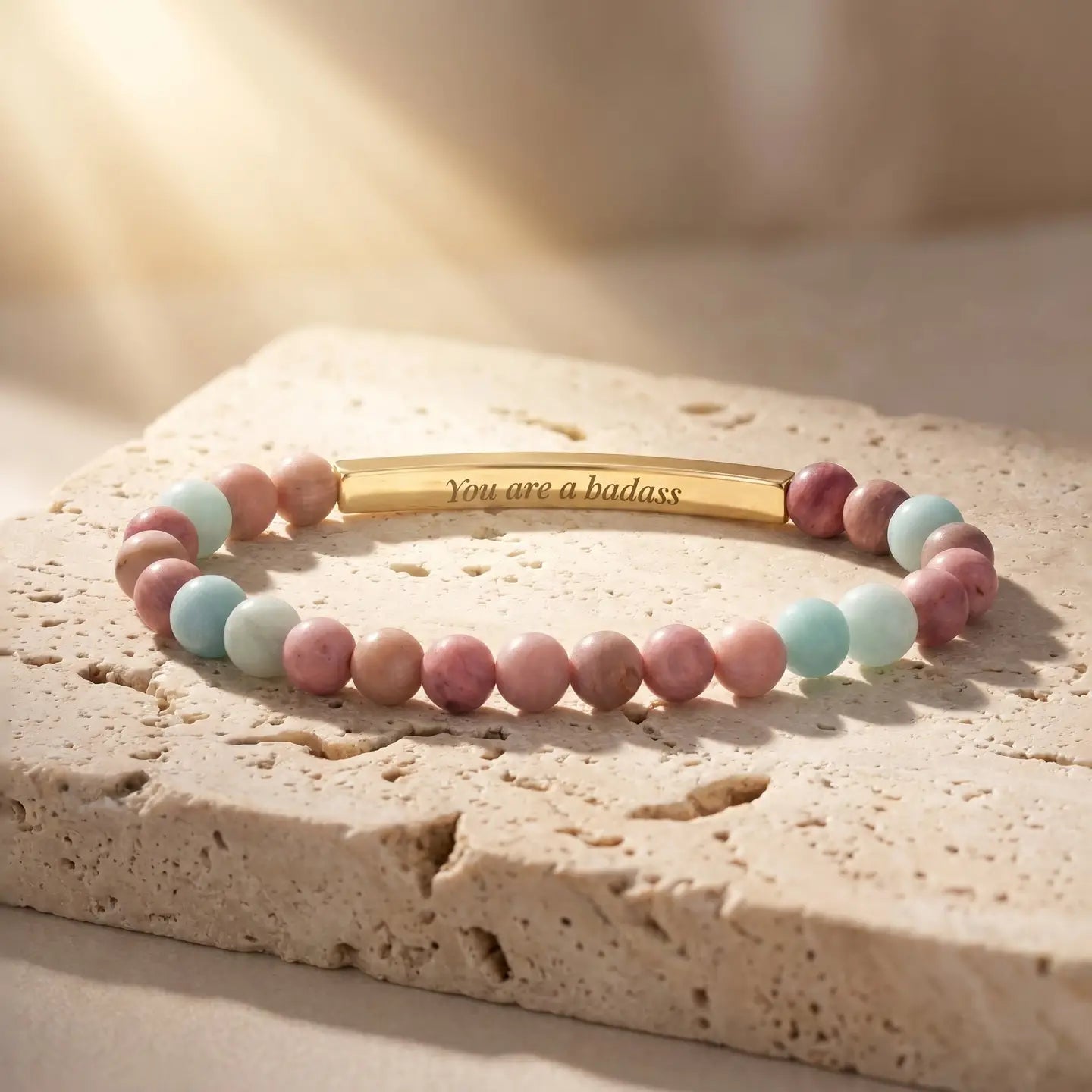 Secret Message "Amazing" Stone Bracelet
