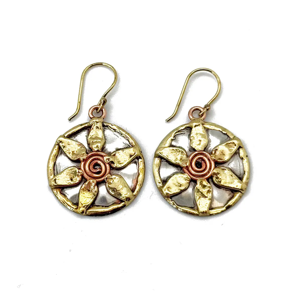 Handcrafted Mixed Metal Flower Earrings