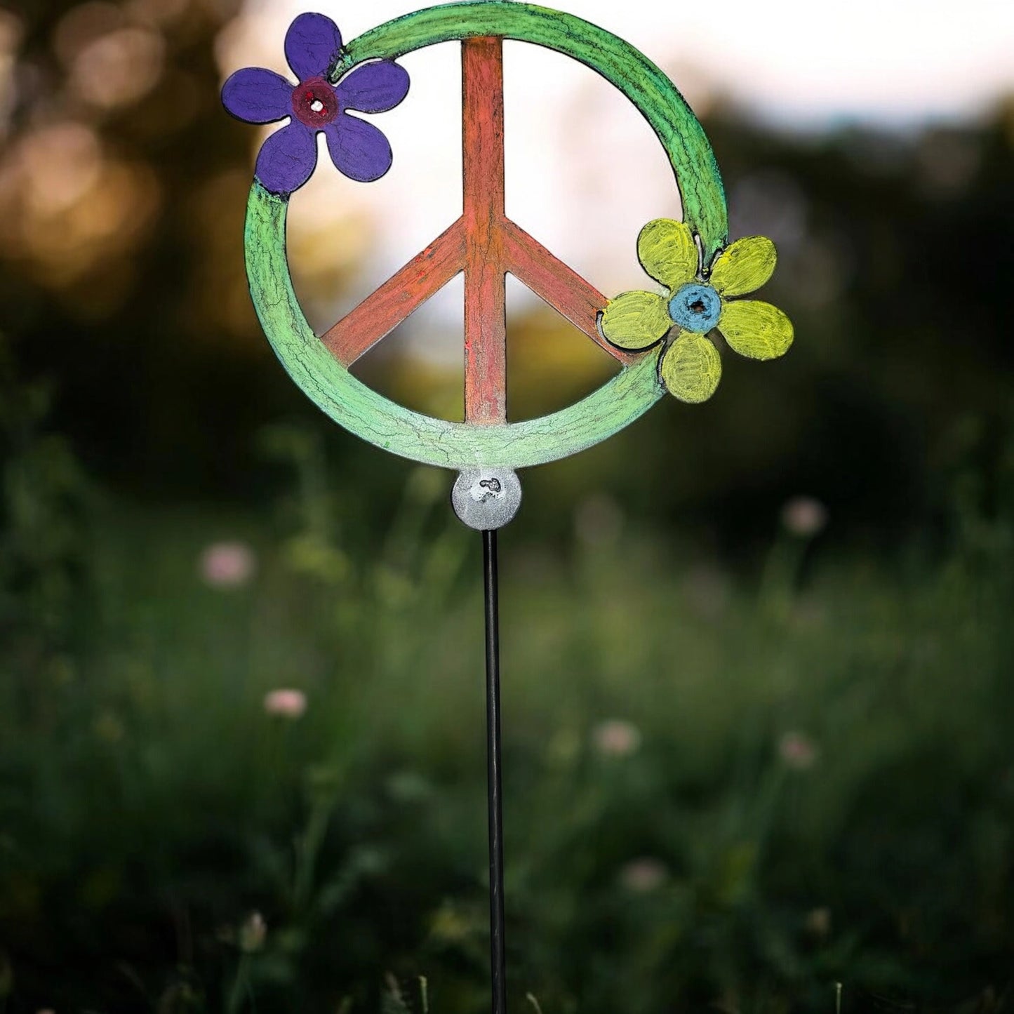 Peace Sign Flower Plant Stake