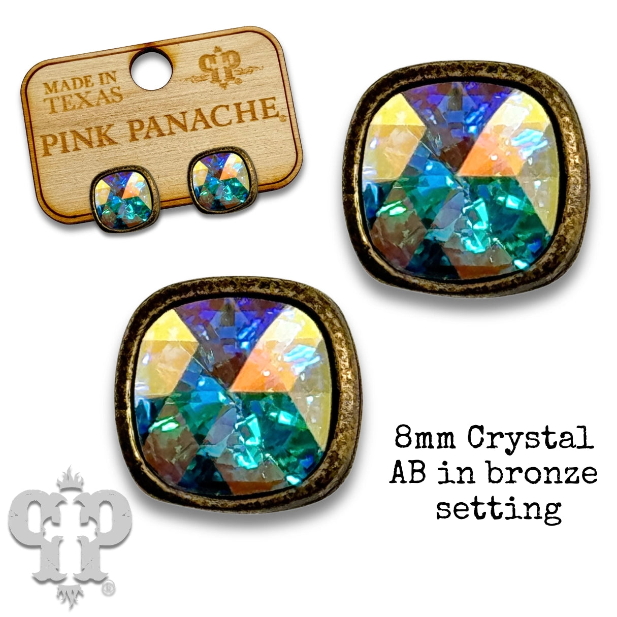 Square Austrian Crystal Post Earrings
