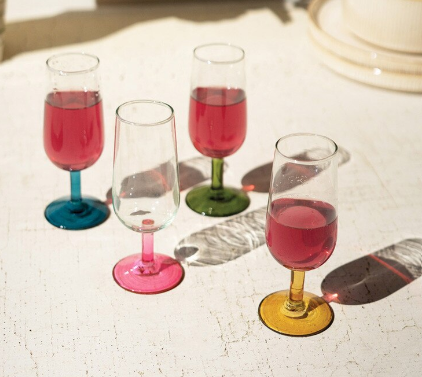 Aperitif Glasses with Colored Stems
