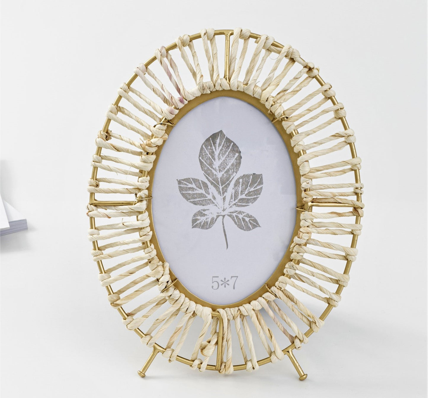 Metal & Rattan Oval Photo Frame