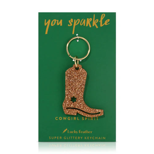 Gold Glitter Keychain - Cowboy Boot