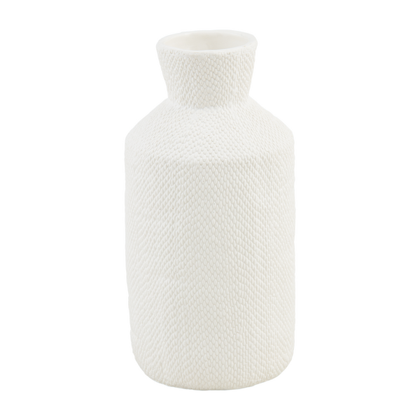 White Pressed Textured Vase