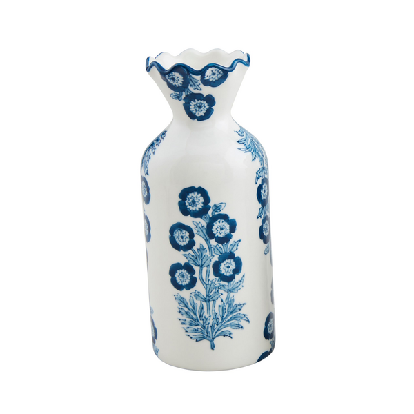 Blue Floral Print Bud Vase
