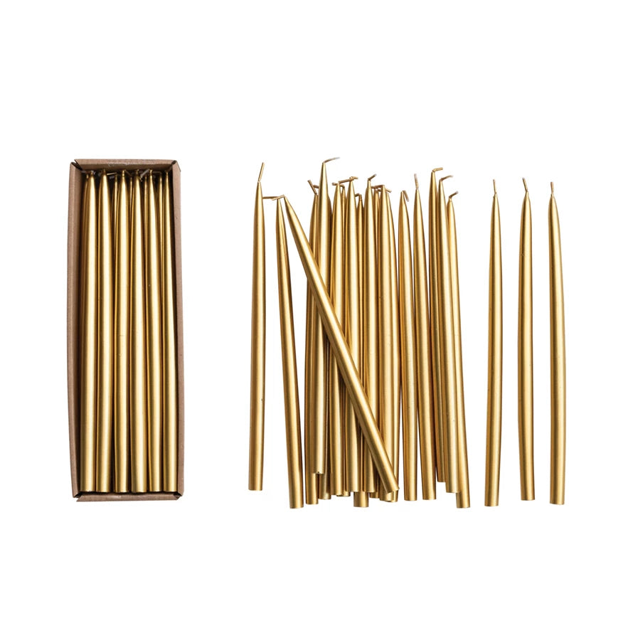 Boxed Gold Unscented Thin Taper Candles