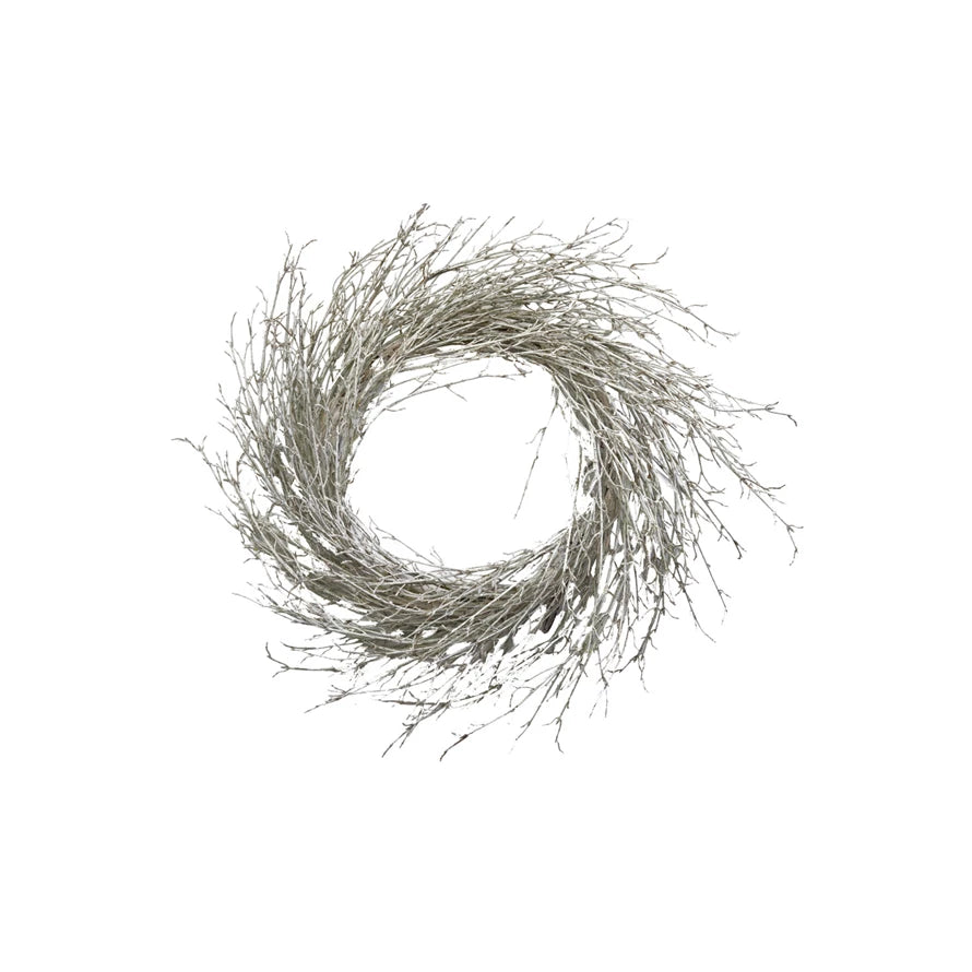 Round Faux Birch Branch Wreath